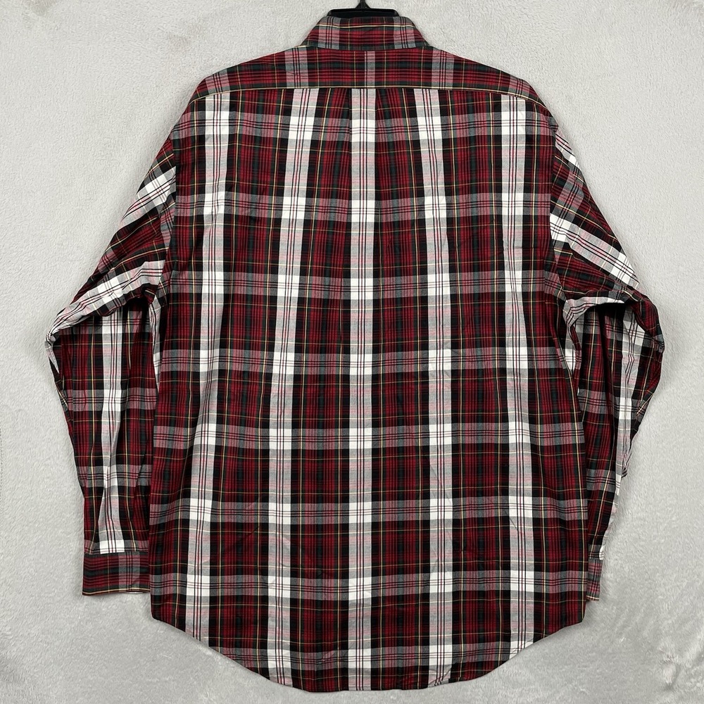 Ralph Lauren Shirt Mens Large Red Plaid Oxford‎ Cotton Button Down Western Rodeo - Picture 3 of 7